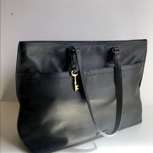 Fossil leather tote